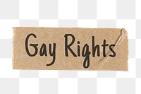 Gay rights png typography washi tape sticker on transparent background