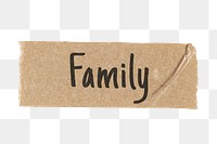 Family png washi tape sticker, typography on transparent background