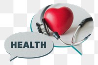 Health png speech bubble sticker on transparent background