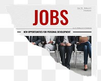 Jobs png newspaper sticker, business image on transparent background