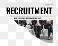 Job recruitment png newspaper sticker, business image on transparent background