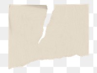 Png ripped note paper, beige color design on transparent background