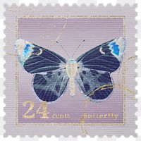 Png flower postage stamp sticker, ephemera graphic, transparent background