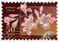 Png flower postage stamp sticker, ephemera graphic, transparent background