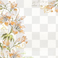 Vintage flower frame png, aesthetic graphic on transparent background