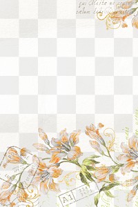 Flower png border frame, vintage illustration, transparent background