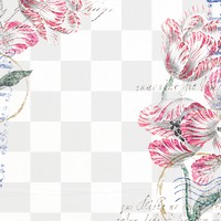 Vintage flower frame png, aesthetic graphic on transparent background