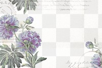 Flower png border frame, vintage illustration, transparent background