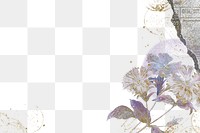 Flower png border frame, vintage illustration, transparent background