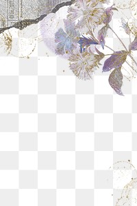 Flower png border frame, vintage illustration, transparent background