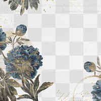 Vintage flower frame png, aesthetic graphic on transparent background