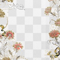 Vintage flower frame png, aesthetic graphic on transparent background