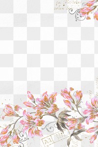 Vintage flower frame png, aesthetic graphic on transparent background