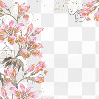 Vintage flower frame png, aesthetic graphic on transparent background
