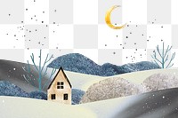 Landscape collage png transparent background, aesthetic illustrations