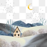 Landscape collage png transparent background, aesthetic illustrations