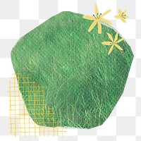 Green grass png abstract shape sticker, aesthetic collage element, transparent background