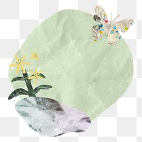 Green floral png abstract shape sticker, aesthetic collage element, transparent background