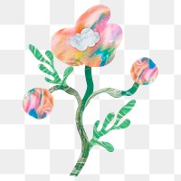 Aesthetic flower png sticker, paper collage element, transparent background