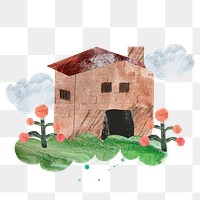 Aesthetic home png sticker, nature paper collage on transparent background