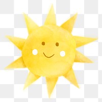Cute sun png sticker, watercolor design