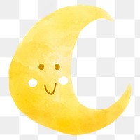 Cute moon png sticker, watercolor design