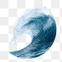 Sea wave png badge sticker, summer nature photo, transparent background