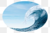 Sea wave png badge sticker, summer nature photo, transparent background