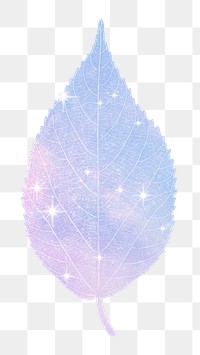 Pink holographic png leaf sticker, aesthetic on transparent background