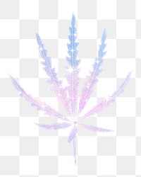 Pink holographic png leaf sticker, aesthetic on transparent background