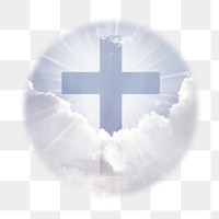 Christian Cross png sticker, Christianity aesthetic sky badge on transparent background