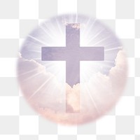 Christian Cross png sticker, Christianity aesthetic sky badge on transparent background