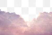 Pastel pink clouds png border, transparent background