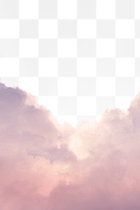 Pastel pink clouds png border, transparent background