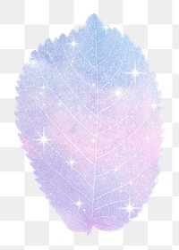 Pink holographic png leaf sticker, aesthetic plant on transparent background