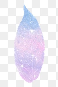 Pink holographic png leaf sticker, aesthetic plant on transparent background