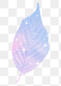 Pink holographic png leaf sticker, aesthetic plant on transparent background