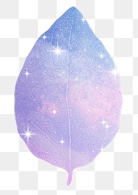 Pink holographic png leaf sticker, aesthetic plant on transparent background