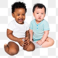 Diverse babies png sticker, transparent background