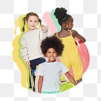 Colorful children png badge sticker, transparent background