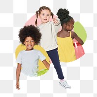 Colorful children png badge sticker, transparent background