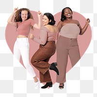 Friends dancing png badge sticker, transparent background