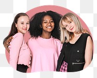 Teen girls png badge sticker, transparent background