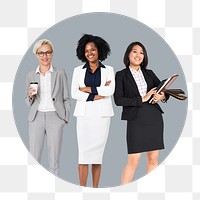 Successful businesswomen png badge sticker, transparent background