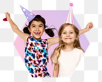 Kids birthday party png badge sticker, transparent background