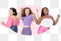 Friends dancing png badge sticker, transparent background