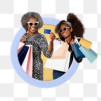 Happy shoppers png badge sticker, transparent background