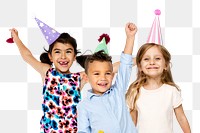 Png kids birthday party sticker, transparent background