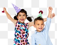 Png kids birthday party sticker, transparent background