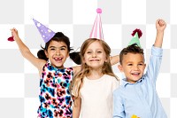 Png kids birthday party sticker, transparent background